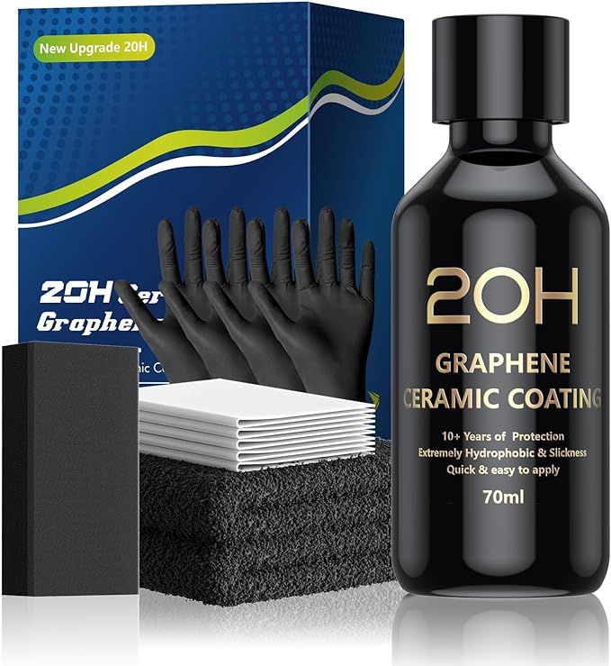 20H Advanced Graphene Ceramic Coating for Cars (70ml) - Car Detailing Kit, 10+ Years of Long Lasting Protection, Apply After Car Wash & Paint Correction, Ultra High Gloss