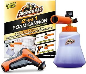 Armor All 2-in-1 Foam Cannon Kit, Car Cleaning Kit Connects to Power Washers and Garden Hoses for Vehicle Cleaning, Includes Foam Cannon, Foam Applicator and Ergonomic Adaptor, 3 Count