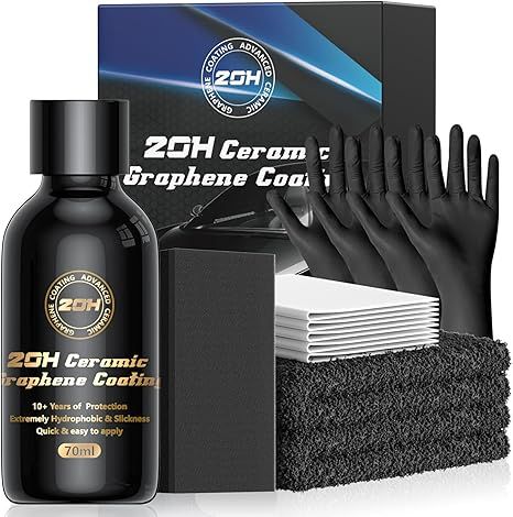 Graphene Ceramic Coating for Cars (70ml) - 20H Advanced Graphene for Car Detailing Kit, 10+ Years of Long Lasting Protection, Ultra High Gloss, Suitable for Any Color Car