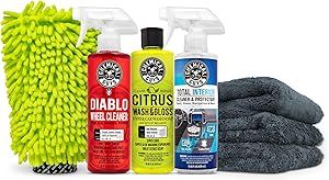 Chemical Guys HOL357 Clean & Shine Car Wash Starter Kit - Safe for Cars, Trucks, Motorcycles, SUVs, Jeeps, RVs & More (7 Piece Set, Including 3 16 oz. Car Detailing Chemicals)